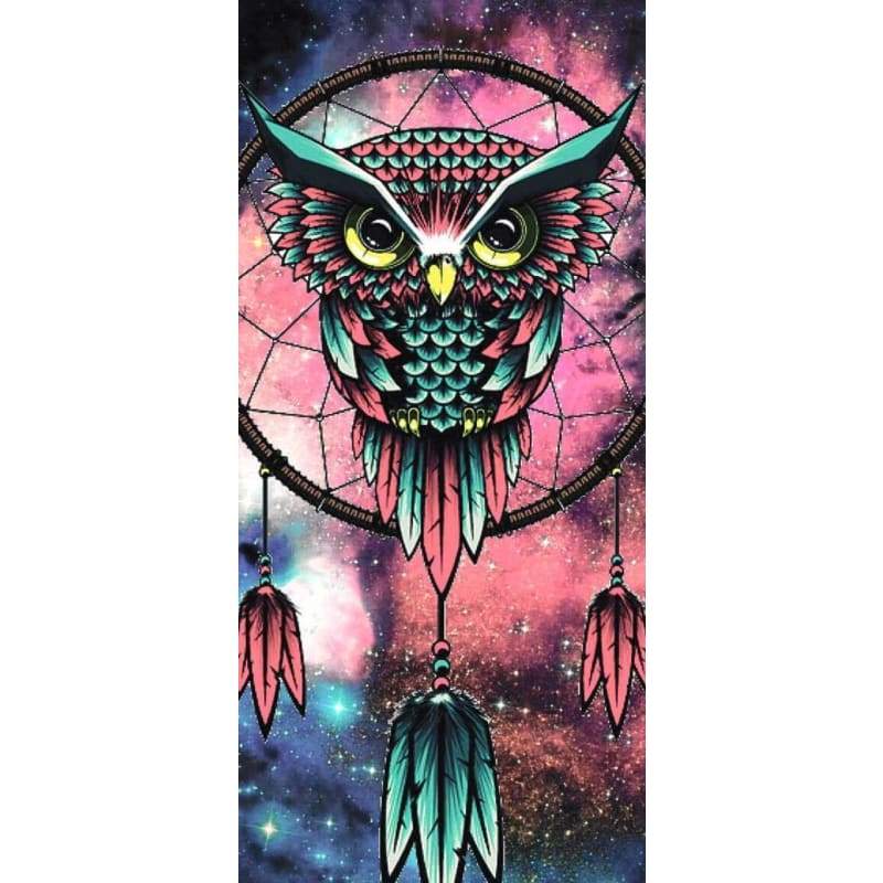 Pink And Blue Owl Dreamcatcher- Full Drill Diamond Painting 