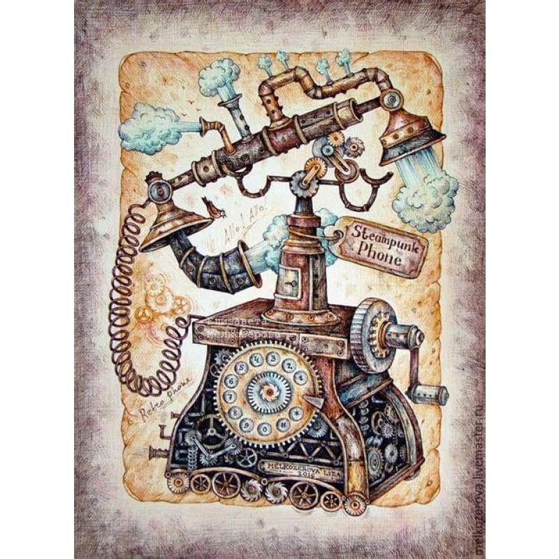 Full Drill - 5D Diamond Painting Kits Cartoon Steampunk Phone - NEEDLEWORK KITS