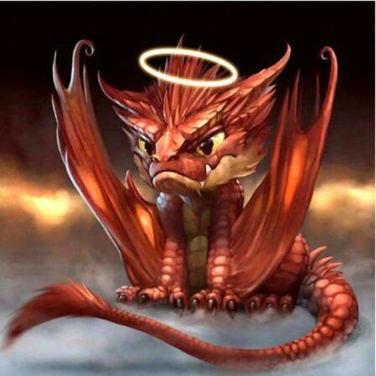 Full Drill - 5D DIY Diamond Painting Kits Special Red Dragon Baby Angel - NEEDLEWORK KITS