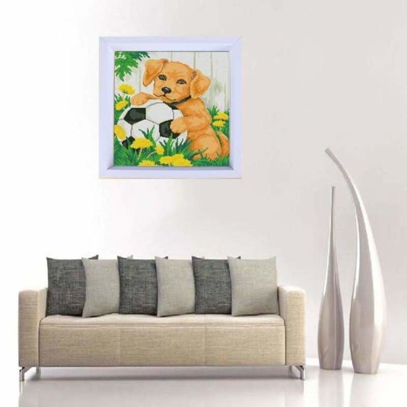 Full Drill - 5D DIY Diamond Painting Kits Pet Dog Football in the Grass - NEEDLEWORK KITS