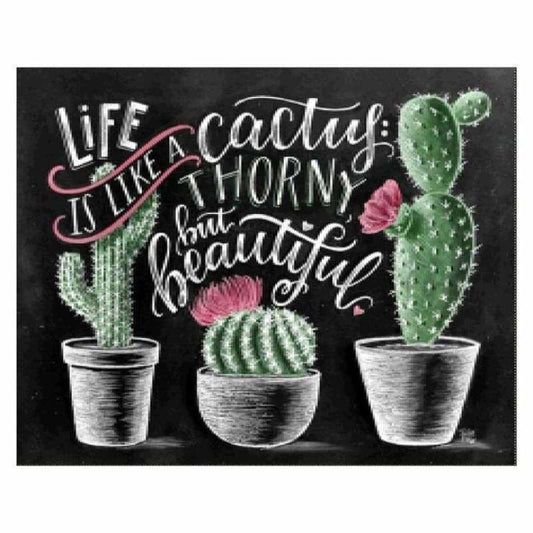 Full Drill - 5D DIY Diamond Painting Kits The Cactus Blackboard - NEEDLEWORK KITS