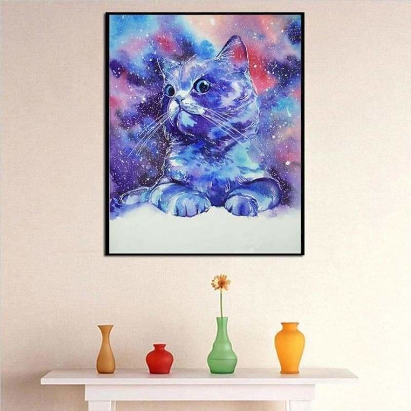Full Drill - 5D DIY Diamond Painting Kits Watercolor Cute Proud Cat - NEEDLEWORK KITS