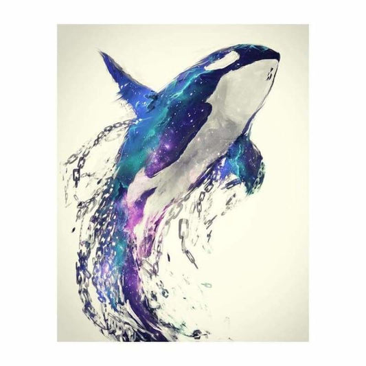 Full Drill - 5D DIY Diamond Painting Kits Watercolor Dream Flying Dolphin - NEEDLEWORK KITS