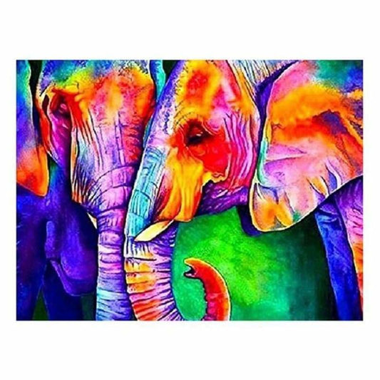 Full Drill - 5D DIY Diamond Painting Kits Watercolor Loving Elephants - NEEDLEWORK KITS